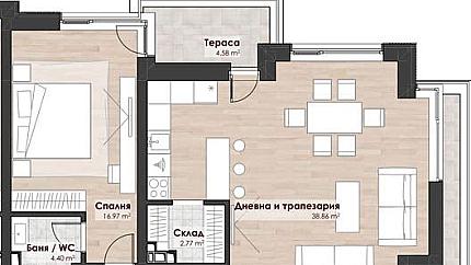 Two-bedroom apartment in a new boutique building in Lozenets quarter