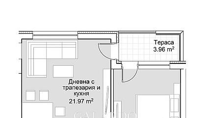 Двустаен апартамен за продажба в затворен комплекс в кв.Хладилника