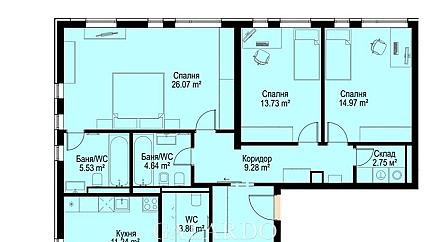 Изключително просторен апартамент с три спални в нов затворен комплекс в кв. "Бояна"