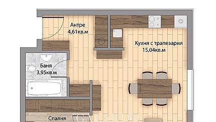 Обзаведен двустаен апартамент за продажба в затворен комплекс в кв.Симеоново