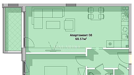 New south-facing one-bedroom apartment, Poligona quarter