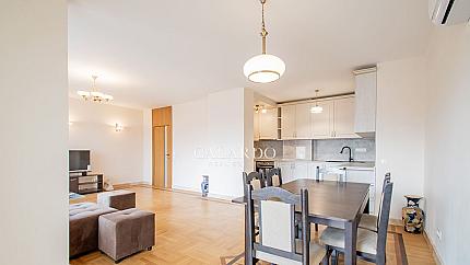 A four-room apartment in a boutique building in the Iztok neighborhood.