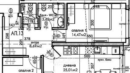 two-bedroom apartment near Tsar Boris III Blvd