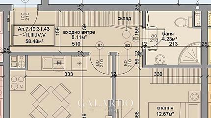 One-bedroom apartment in a newly constructed building in Druzhba 1 district
