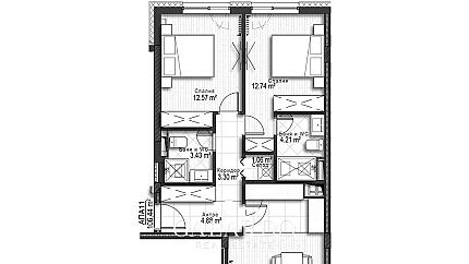 Нов обзаведен апартамент с две спални в затворен комплекс, кв.Хладилника