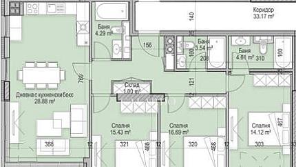 Four-room apartment with south exposure