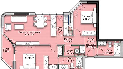 Spacious two-bedroom apartment in the Krastova vada neighborhood
