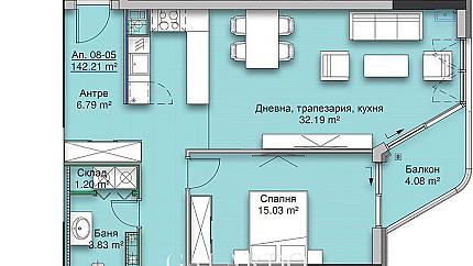 Three-bedroom apartment on a high floor
