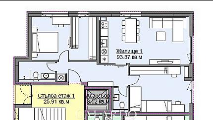 Модерен тристаен апартамент с двор в бутикова сграда в Овча Купел