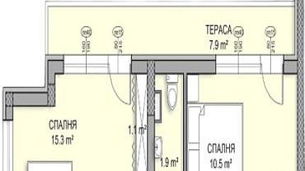Two-bedroom apartment in a new building, Darvenitsa district